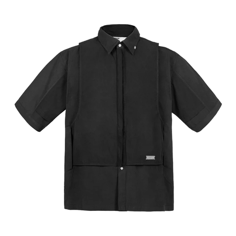 C2H4 Intervein Layered Short Sleeve Shirt - 'Black'