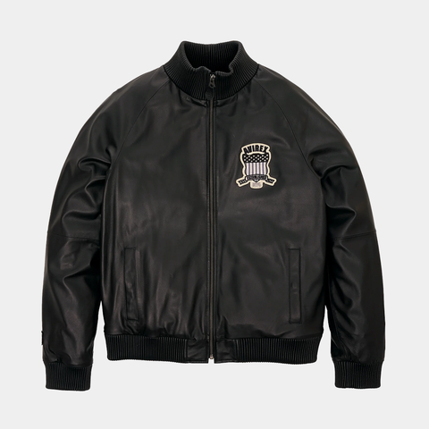 Avirex Leather Track Jacket - 'Black'