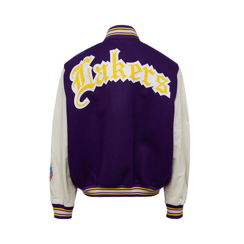 Jeff Hamilton NBA Lakers Wool & Leather Jacket - 'Purple/White'