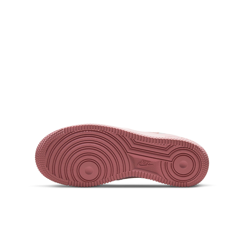 Detailed view of the durable rubber sole of the pink Air Force 1 for optimal traction.
