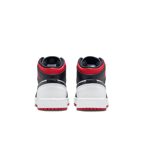 GS Air Jordan 1 Mid - 'White/Gym Red'