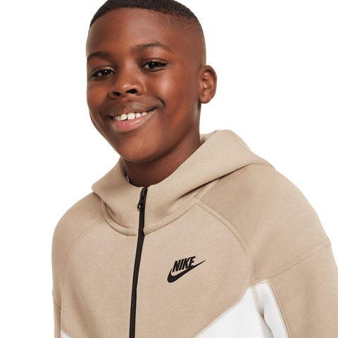 Kids Nike Tech Zip Hoodie - 'Summit White/Khaki'