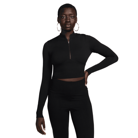 WMNS Nike Chill Knit Crop Top - 'Black/Black'