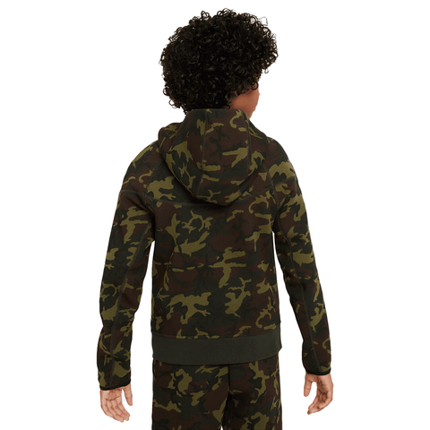 Kids Nike Tech Fleece Zip Hoodie - 'Black/Sequoia'