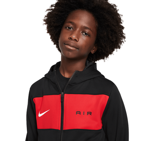Kids Nike Air Zip Hoodie - 'Black/University Red'