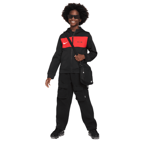 Kids Nike Air Zip Hoodie - 'Black/University Red'