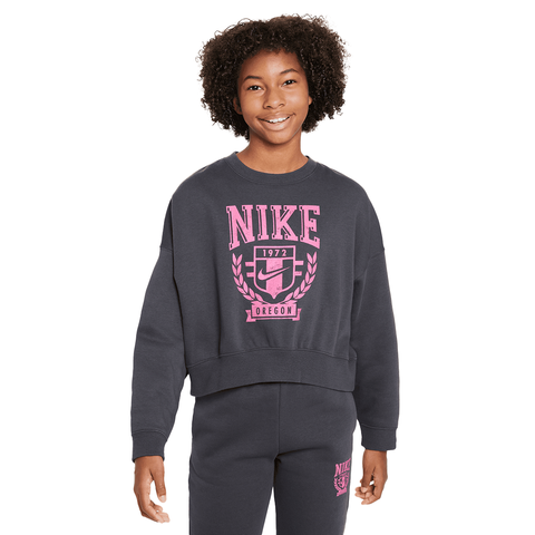 Kids Nike Trend Fleece Crew - 'Anthracite'