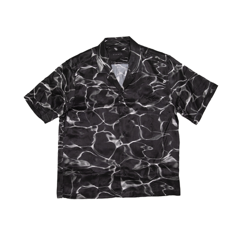 Stampd Printed Camp Collar Button Down Shirt - 'Black Water'