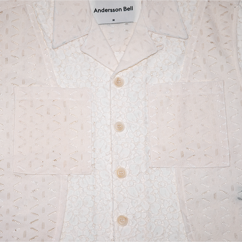 Andersson Bell Half Sheer Flower Lace Shirt - 'Ecru'