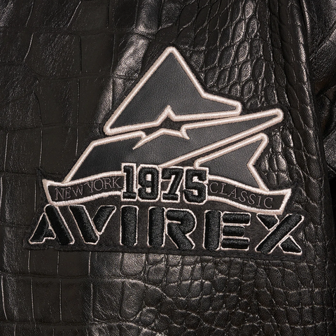 Avirex Croc Embossed Classic Jacket - 'Black'