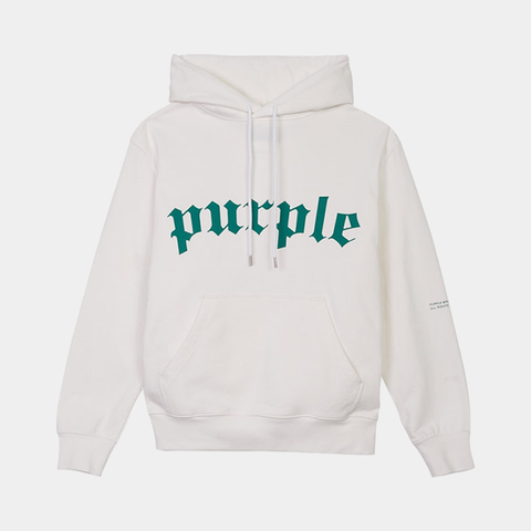 Purple French Terry Gothic Arch Hoodie - 'Brilliant White'